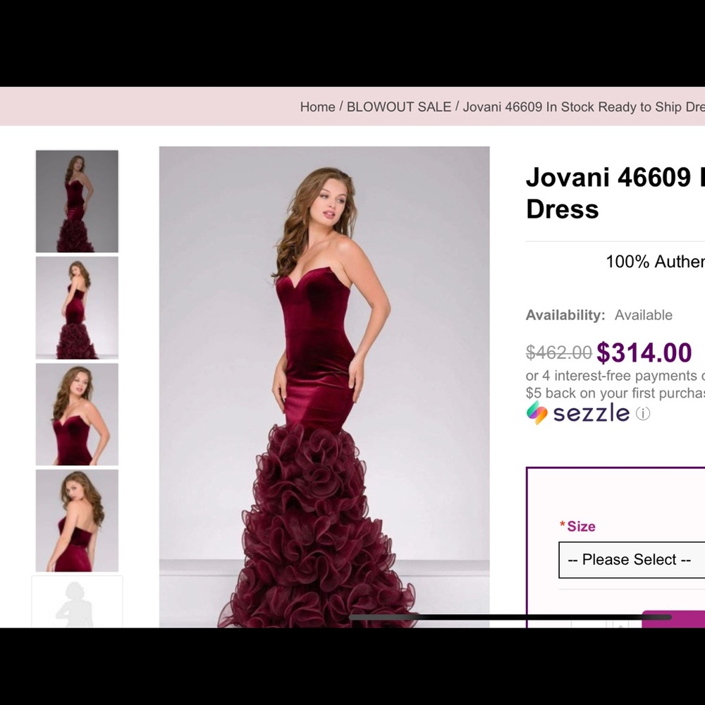 Jovani burgundy strapless pageant prom formal couture gown